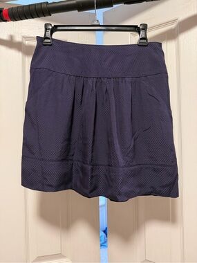 Comptoir Des Cotonniers Navy Textured Pleated Mini and A-line Skirt